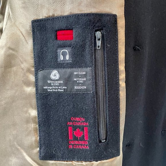 NWT Men's Large Black Wool "Pea" Coat - LeChateau - Picture 11 of 11